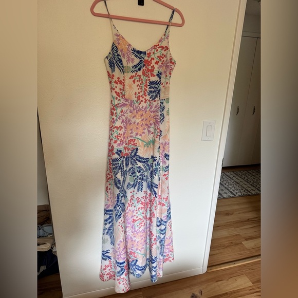Yumi Kim Anthropologie Floral Maxi Dress Slit Pink Blue White Size Small EUC - Picture 1 of 6